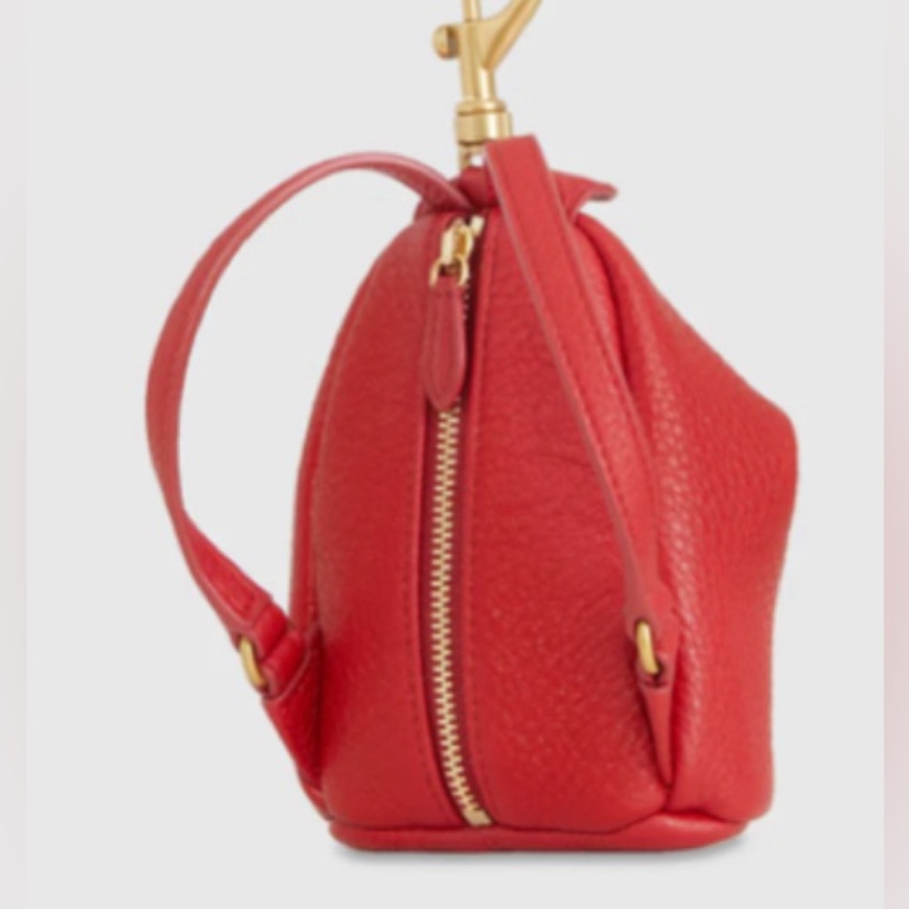 Rebecca Minkoff Red Leather Women's Key Fob Holder/Miniature Backpack - Picture 3 of 8